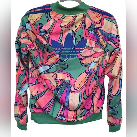 FARM Rio x ADIDAS ZIP TRACK JACKET BANANAS PRINT GREEN PINK S SMALL - Picture 8 of 8